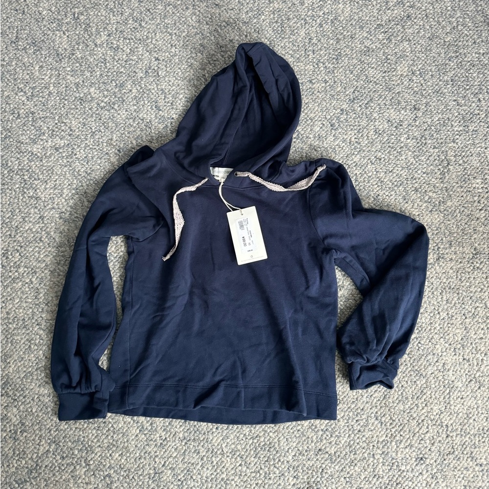NWT shabby chic jessa lace drawstring navy hoodie sweatshirt XS